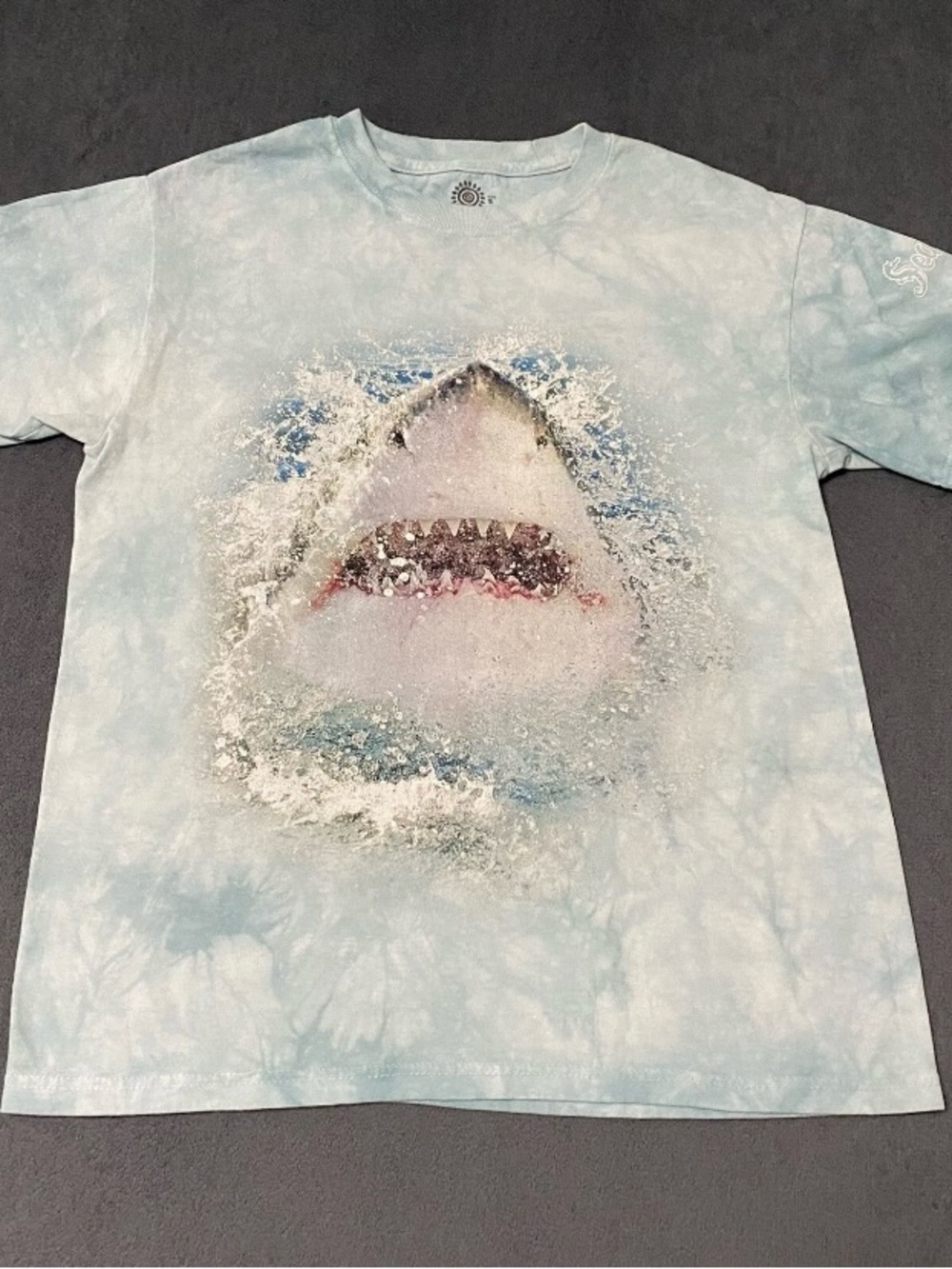 The Mountain Shirt Shark Sea Quest Graphic Tee Mens S Light Blue Short Sleeve